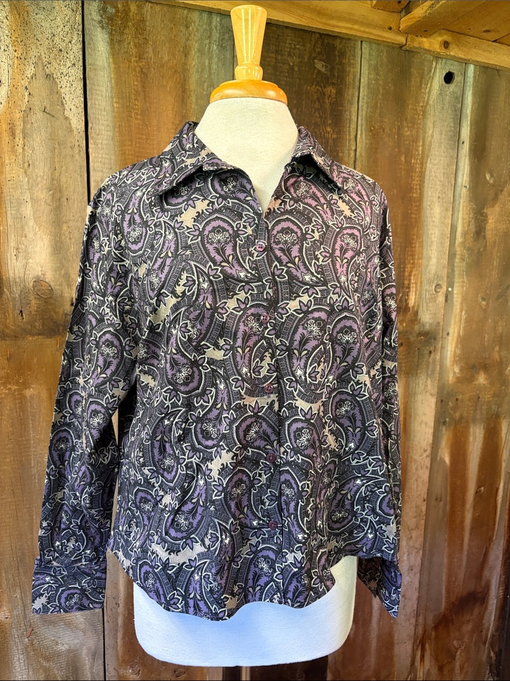 NWT Westbound Paisley Floral Purple Grape button- down Long Sleeve shirt size XL